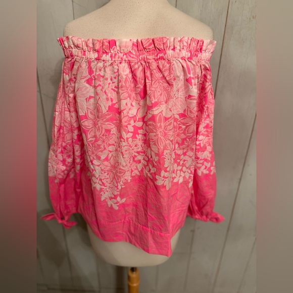 Lilly Pulitzer Jamie Lynn 3/4 Tie Sleeve Off The Shoulder Top Blouse Sz-S NWOT - Picture 6 of 11